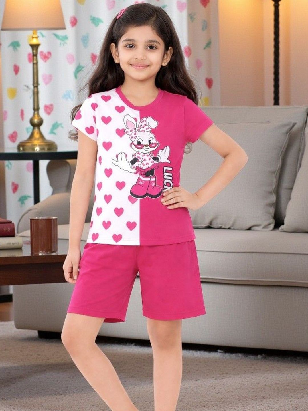 Buy KEESOR Printed T Shirt With Shorts -  - Apparel for Girls