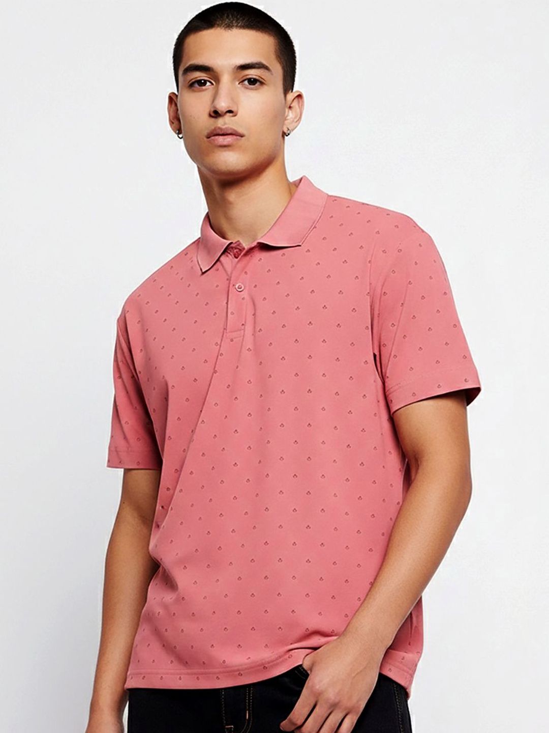 glitchez Men Printed Polo Collar T-shirt