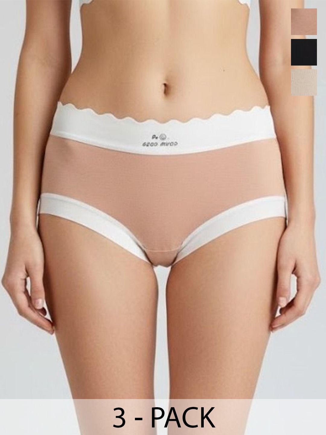 JETVELI Women Pack of 3 Pure Cotton Quick Dry High Rise No-Visible Panty Line Basic Briefs