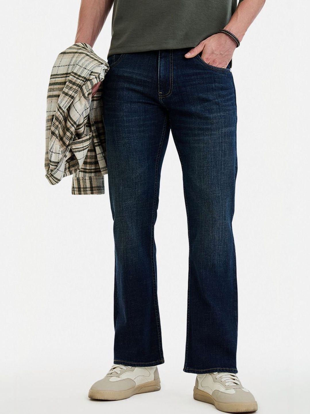 Snitch Dark Blue Mid-Rise Bootcut Jeans
