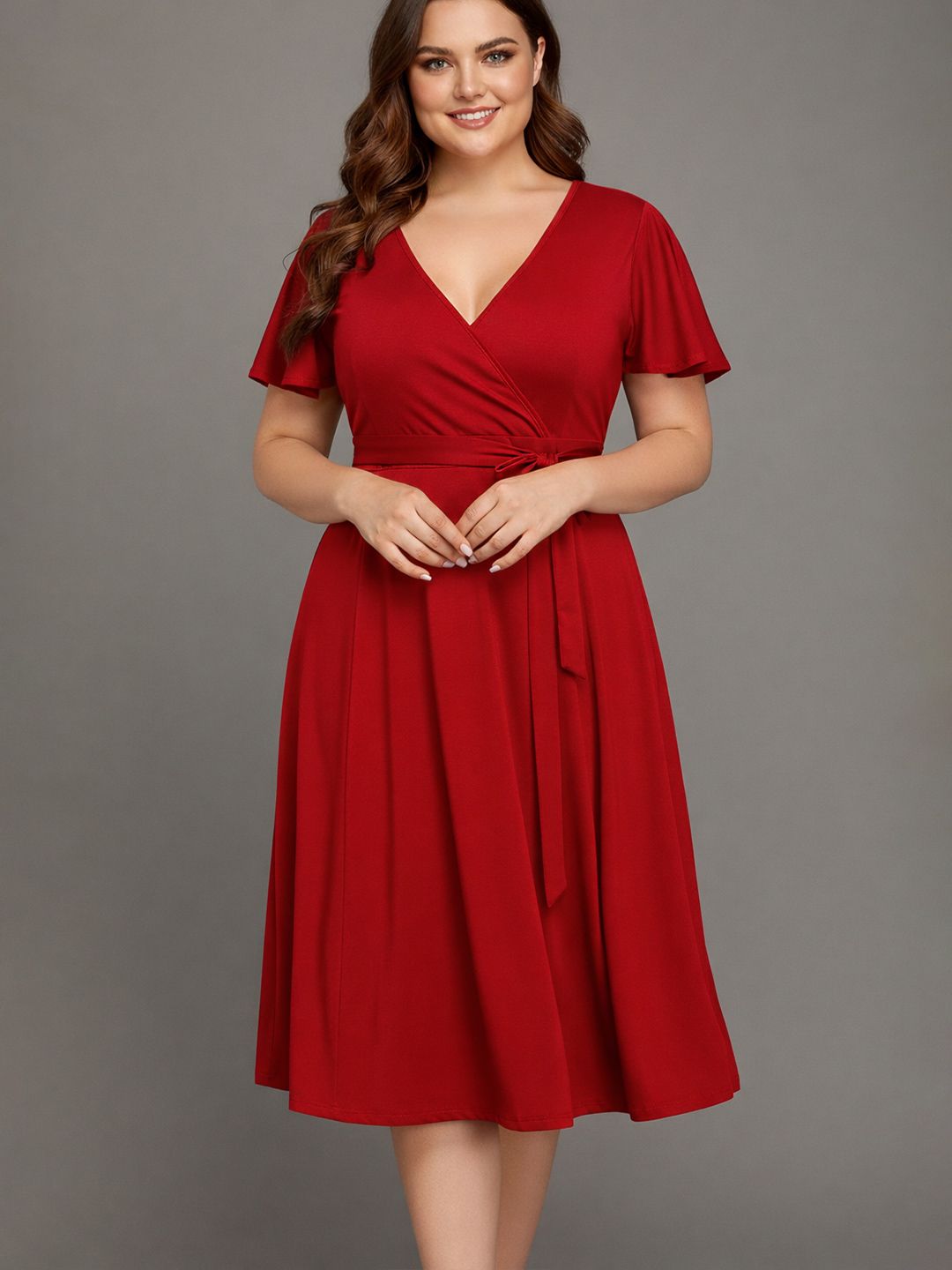C4D Flutter Sleeve Midi Dress