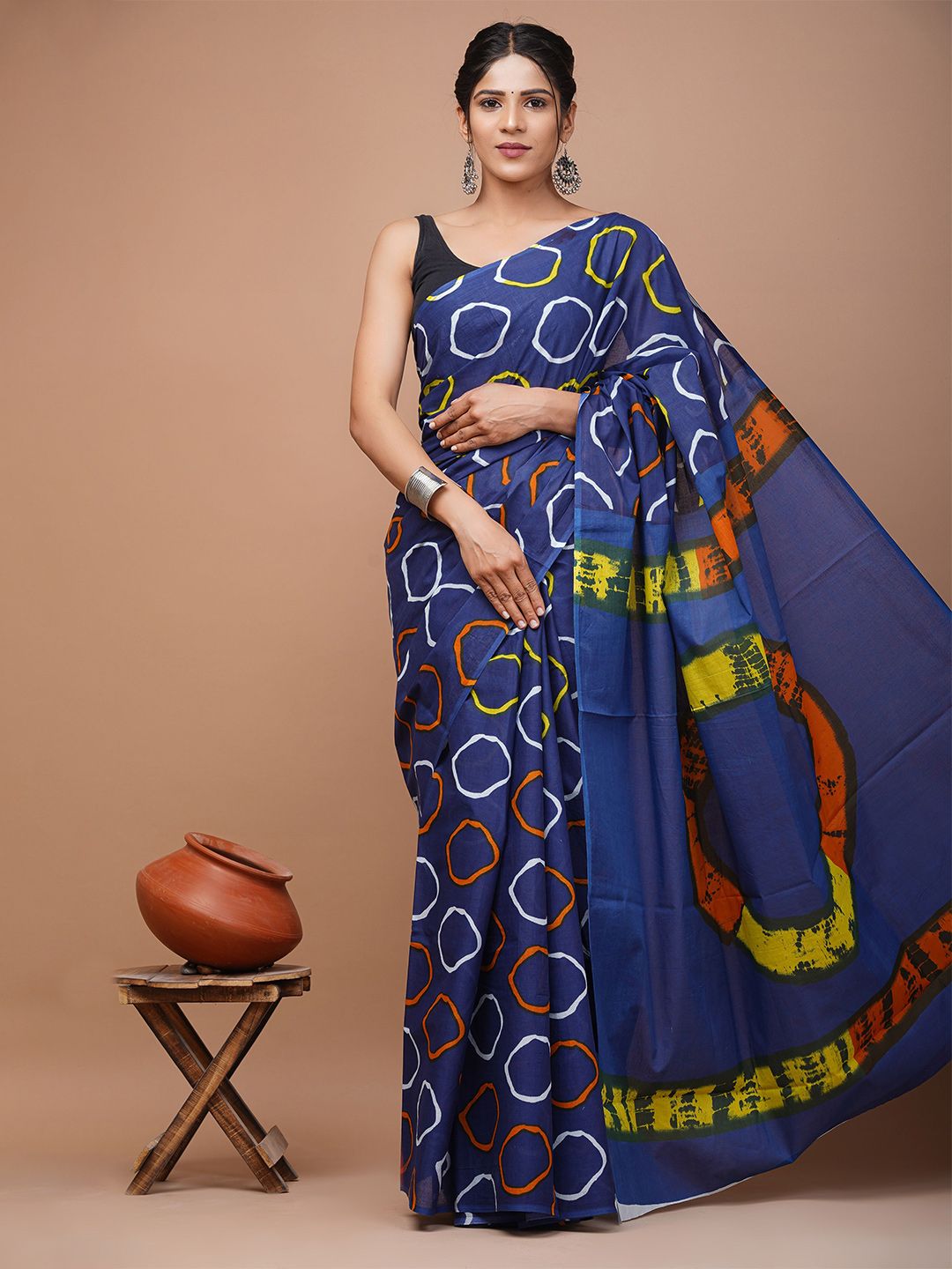 HERE&NOW Pure Cotton Handloom Ikat Saree