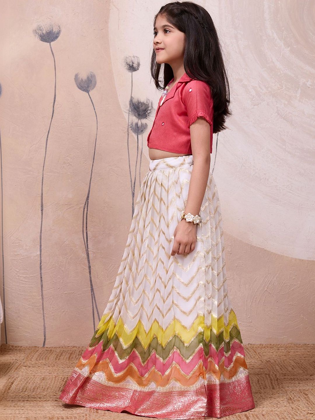 Hand Silk Mirror Work Woven Design Lehenga Choli 3