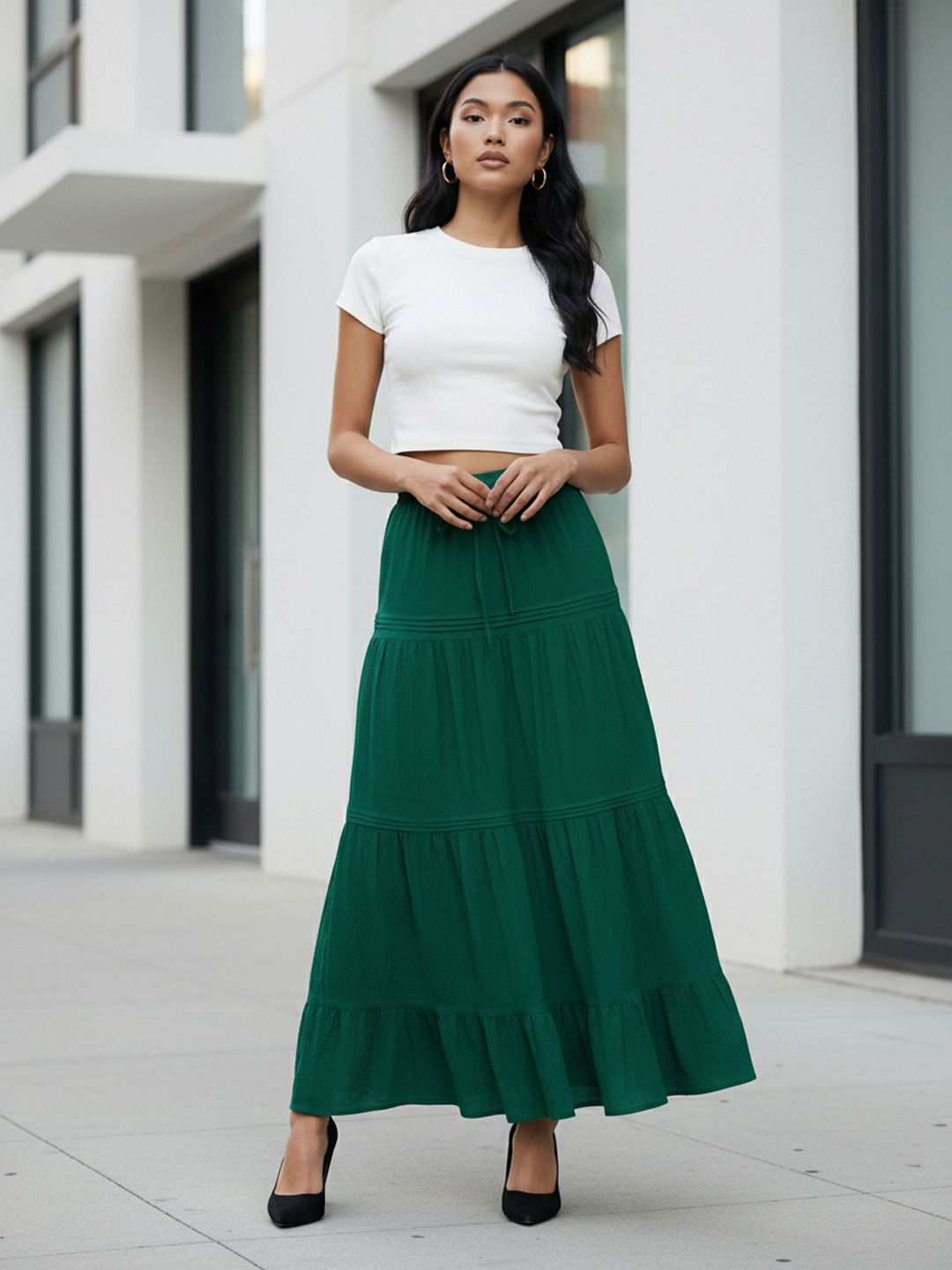 Maxi-Length Tiered Skirts