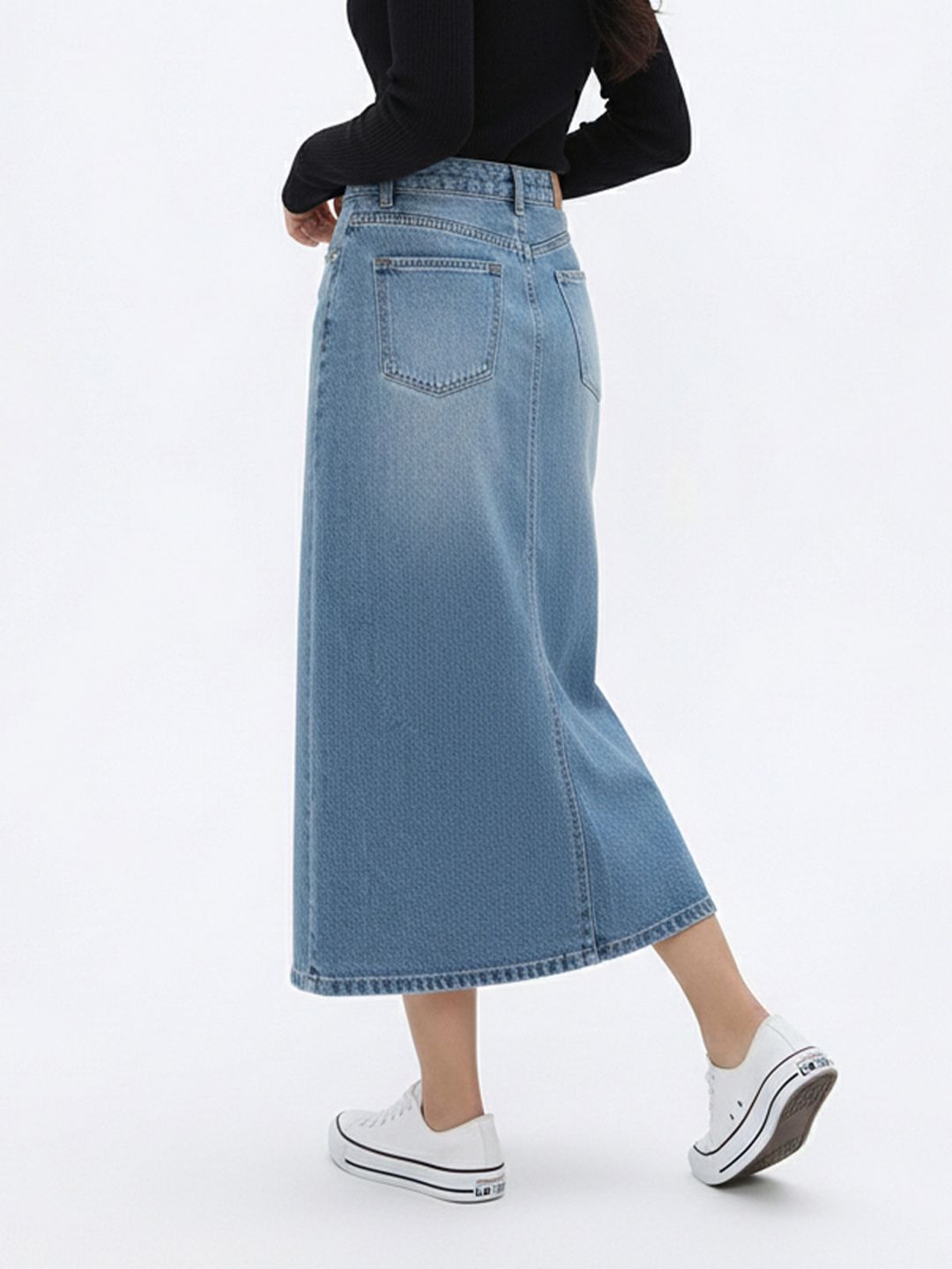 Denim Midi-Length Straight Skirts 4