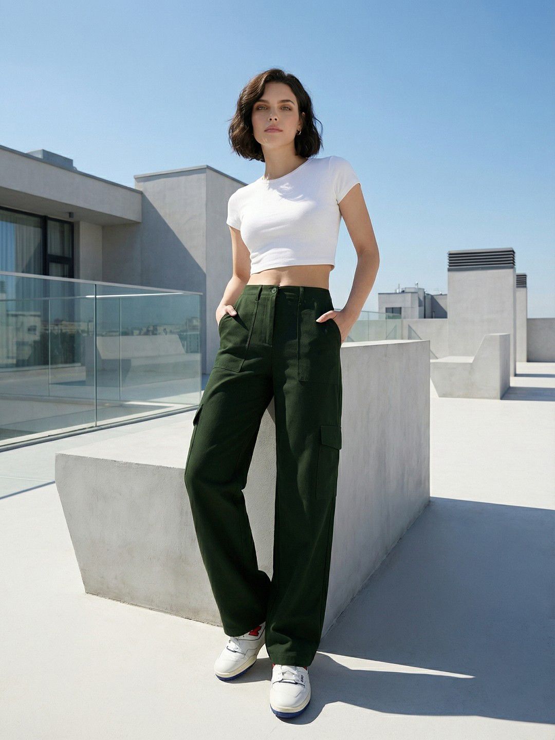 glitchez Women High-Rise Cargos Trousers