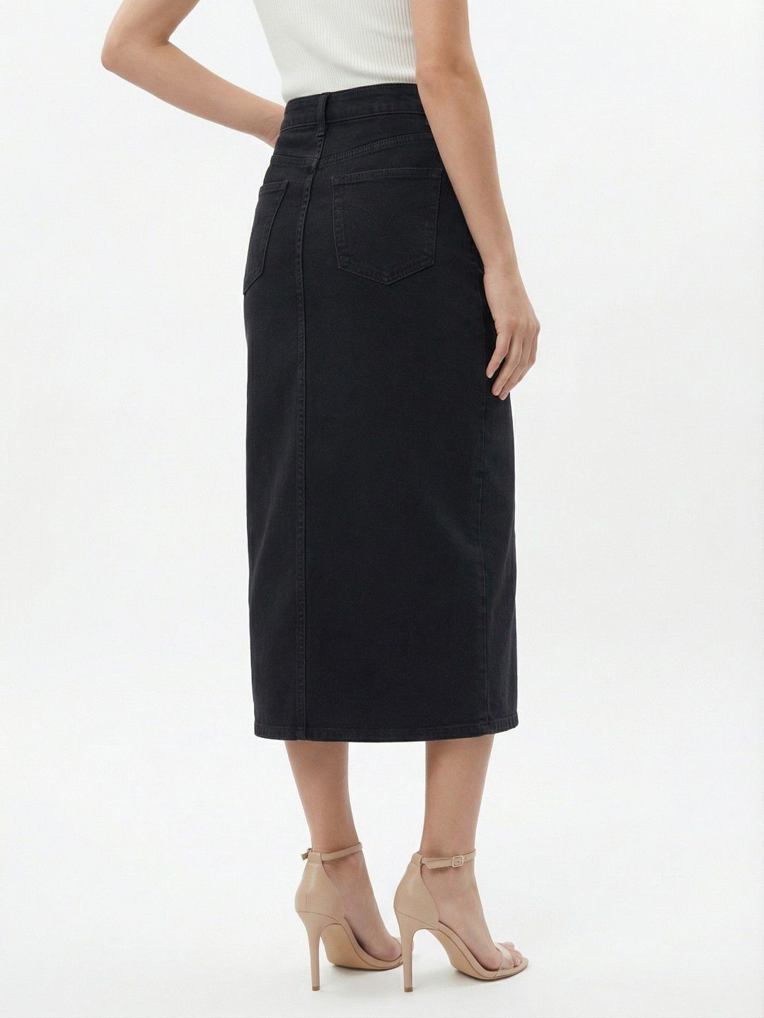 Denim Midi-Length Straight Skirts 3