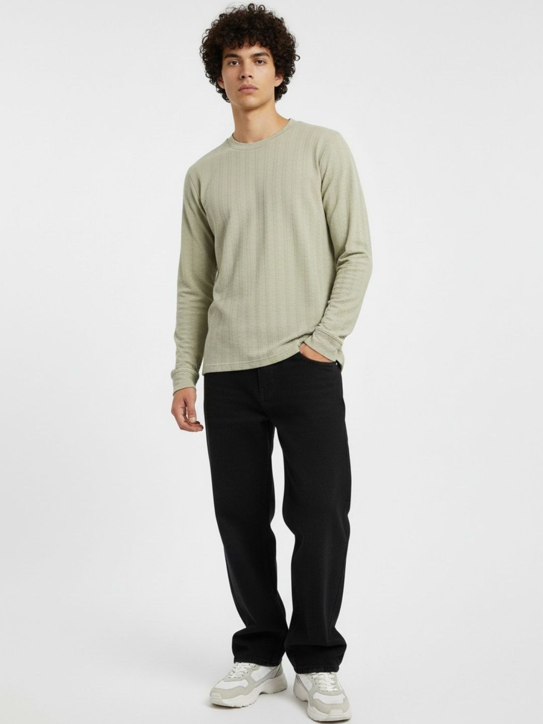 Olive Green Regular Fit Round Neck T-shirt