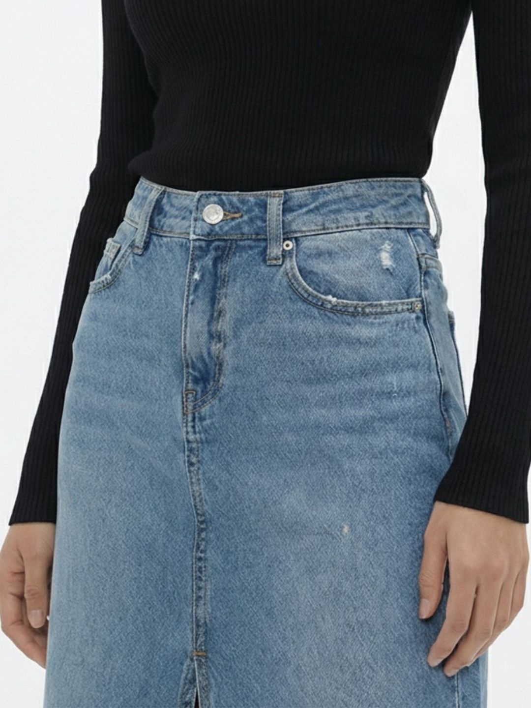Denim Midi-Length Straight Skirts 5