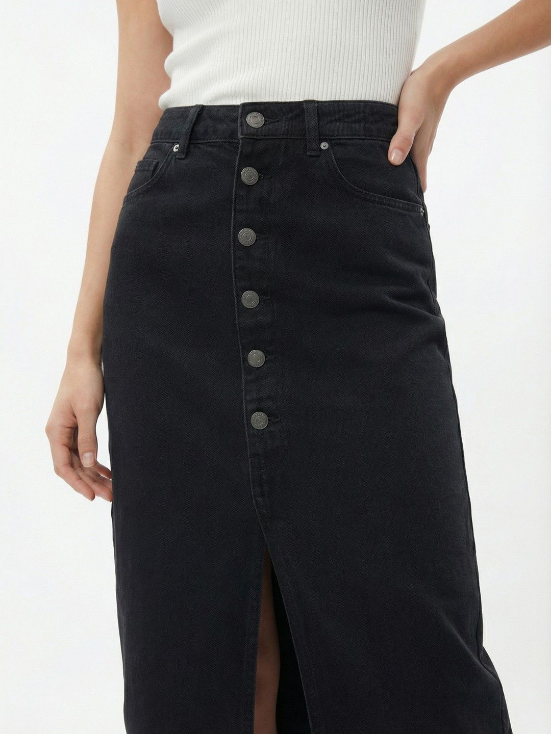 Denim Midi-Length Straight Skirts 5