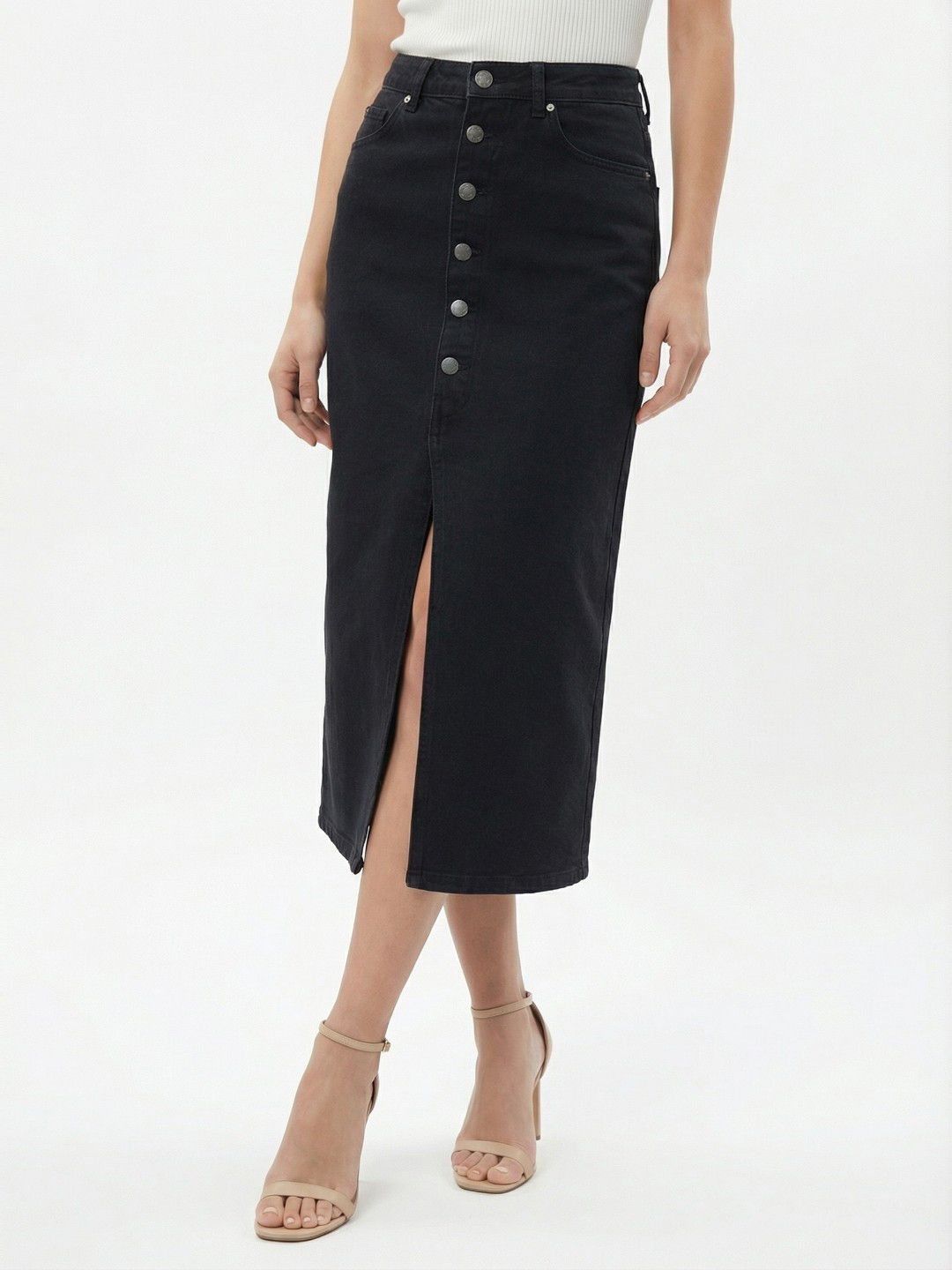 Denim Midi-Length Straight Skirts 2