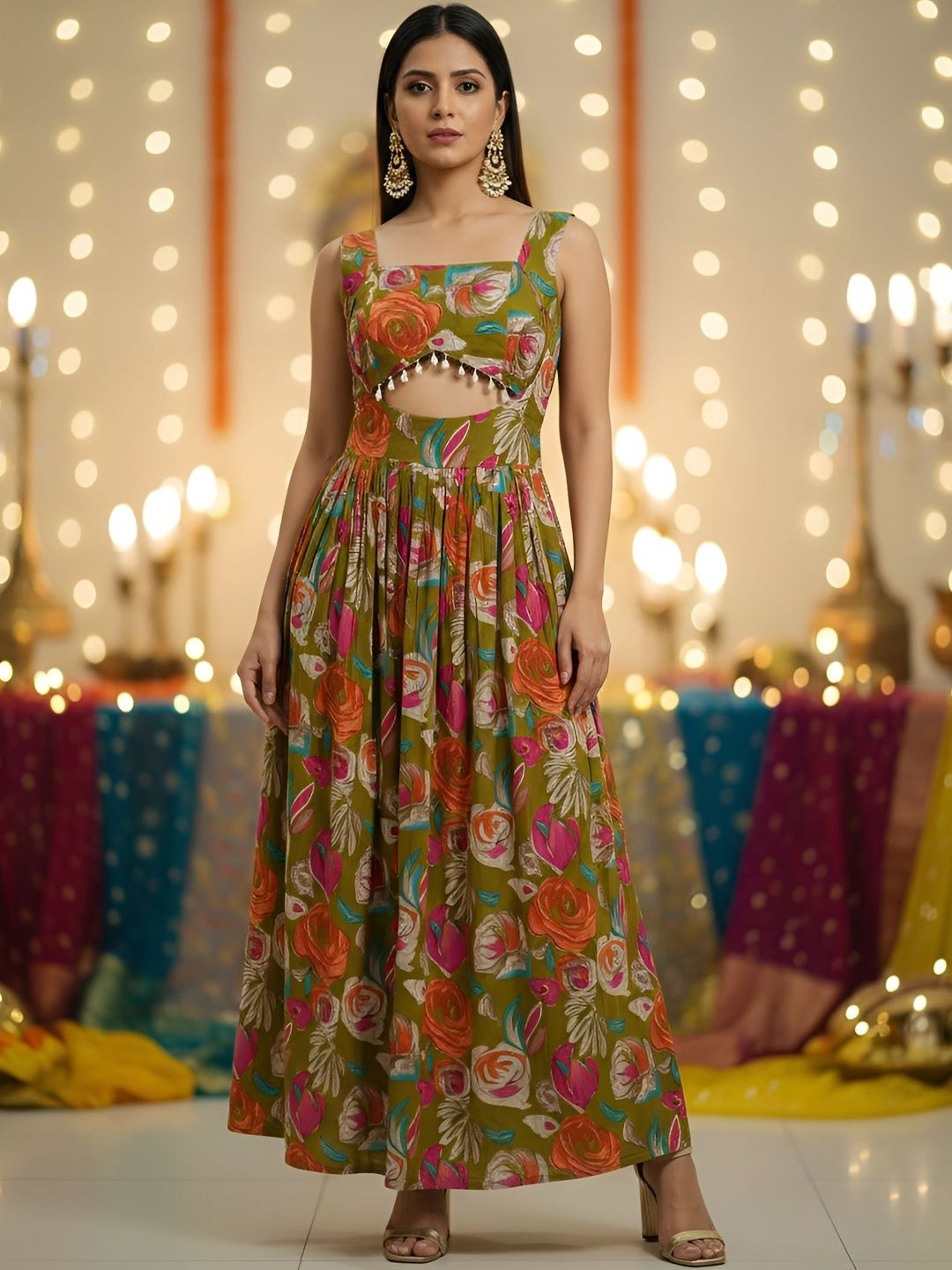 Nayo Floral Print A-Line Maxi Dress