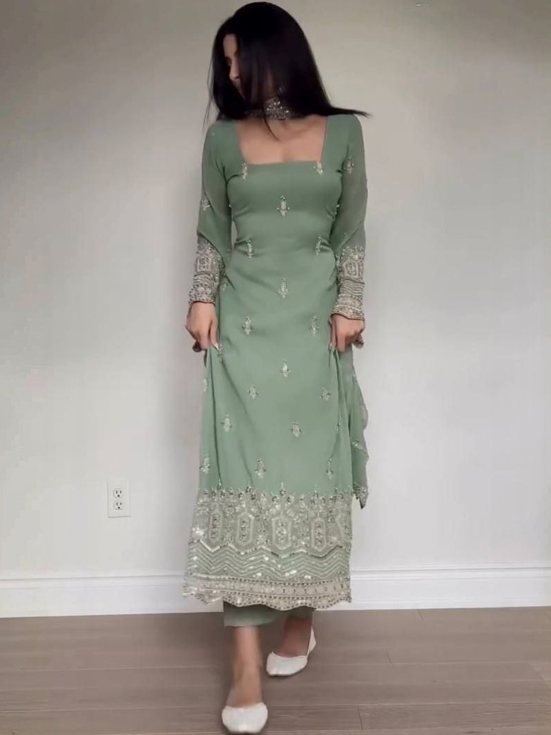 Vanshaft Collection Women Ethnic Motifs Embroidered Regular Sequinned Kurta with Trousers & With Dupatta