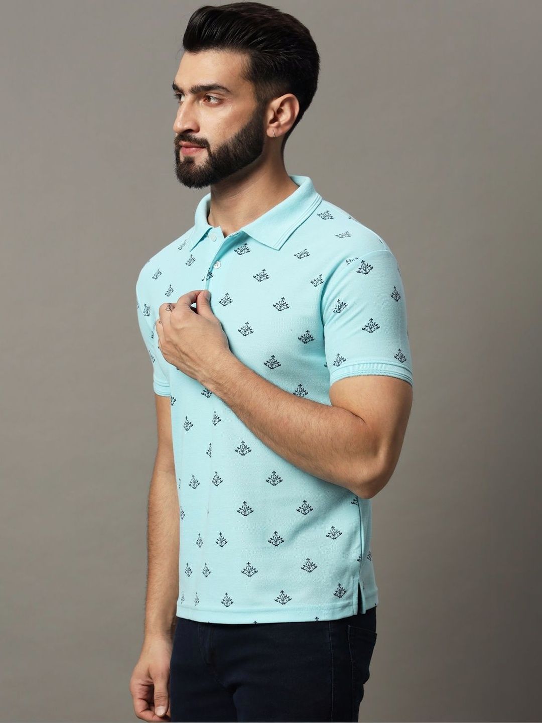 SZN Men Printed Polo Collar T-shirt