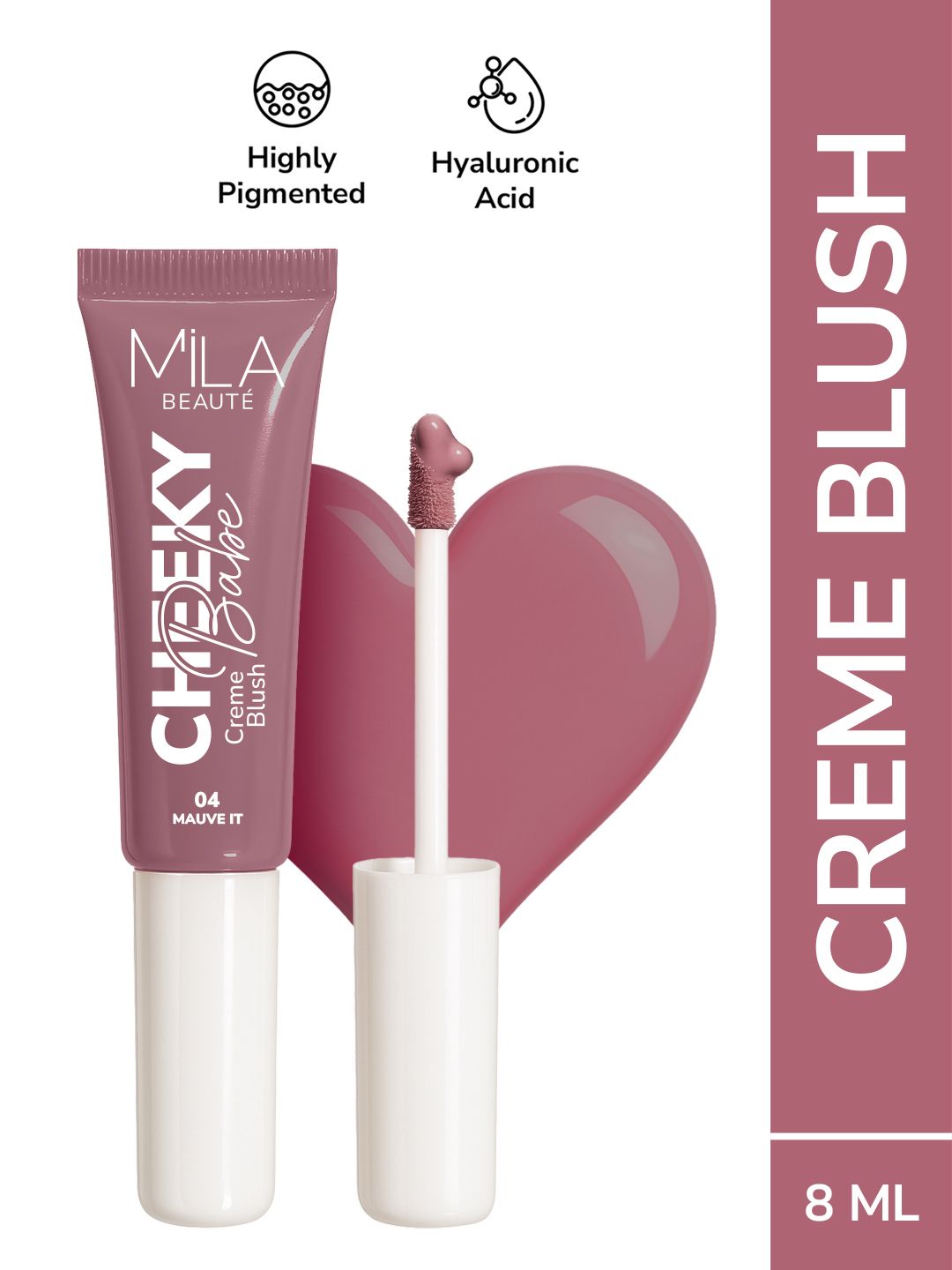 MILA BEAUTE Cheeky Babe Long Lasting Blush With Hyaluronic Acid - 8 ml - Mauve It - 04