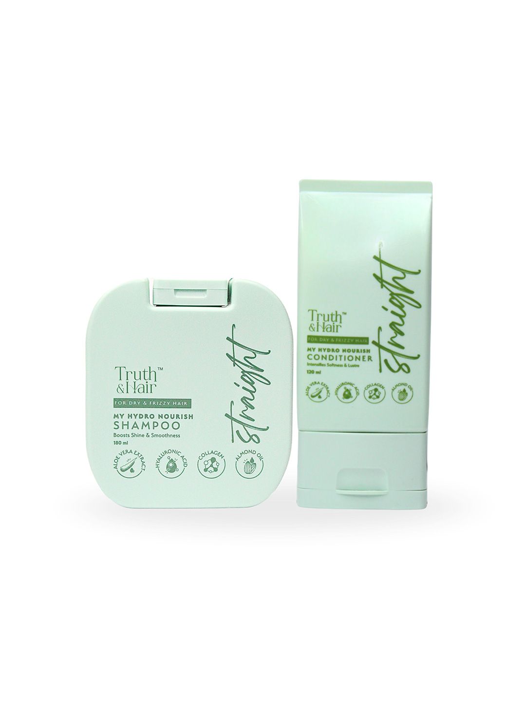 Truth & Hair Straight Set Of 2 Hydro Nourish Shampoo 180ml & Conditioner 120ml