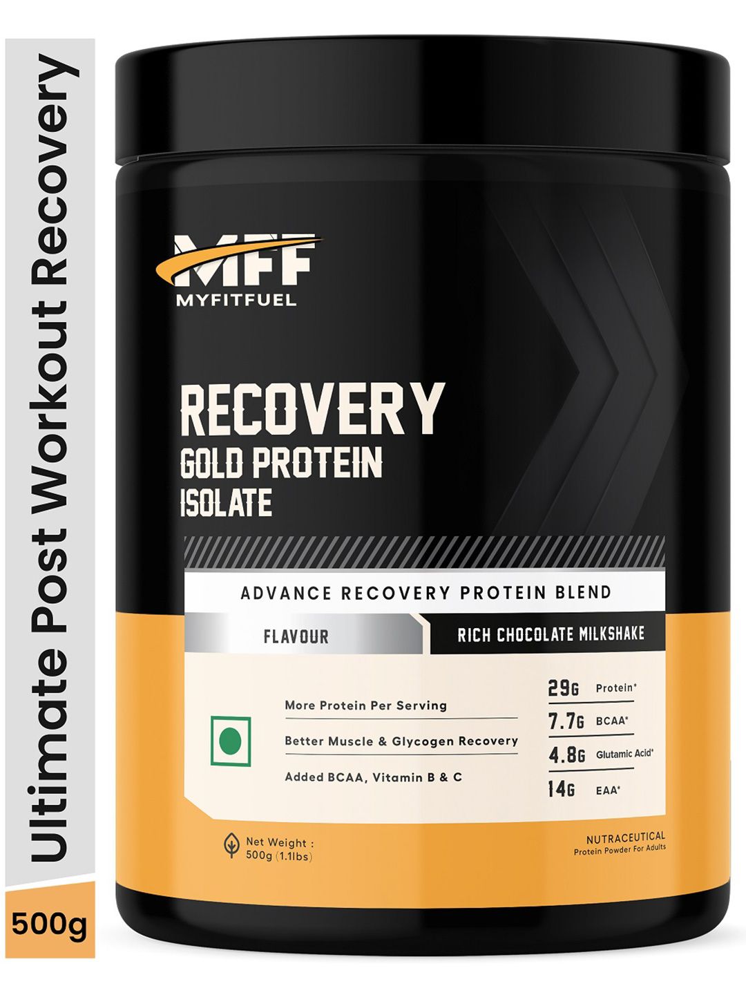 MyFitFuel Recovery Gold Protein Isolate - Rich Chocolate Milkshake Flavour - 500g
