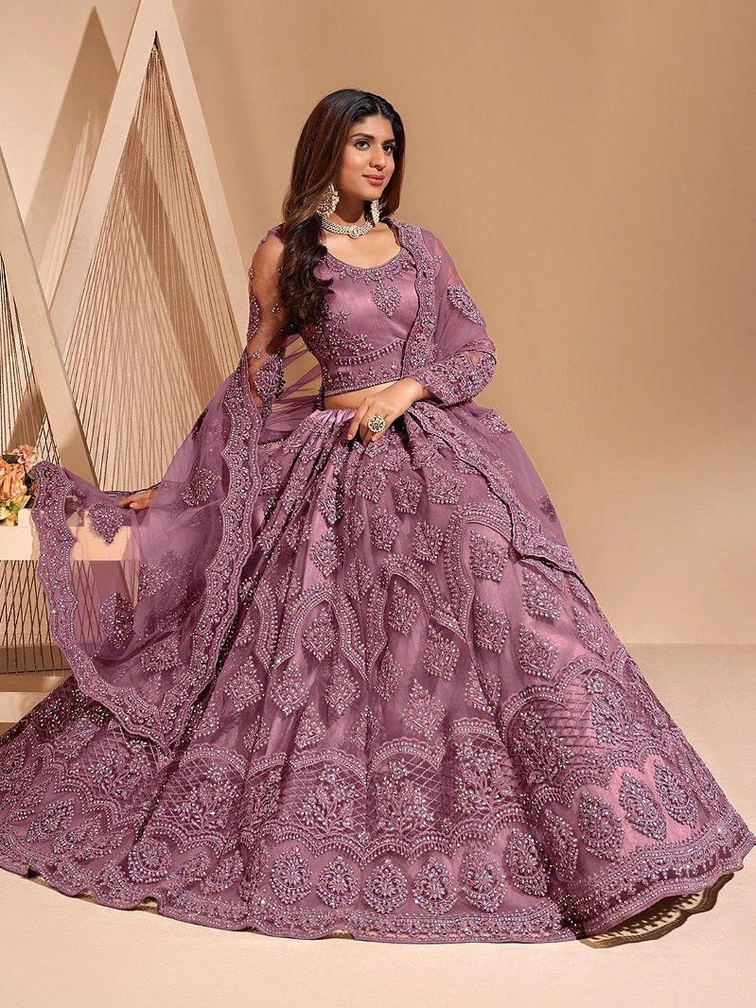 UDBHAV EXPORT Embellished Sequinned Semi-Stitched Lehenga & Unstitched Blouse With Dupatta