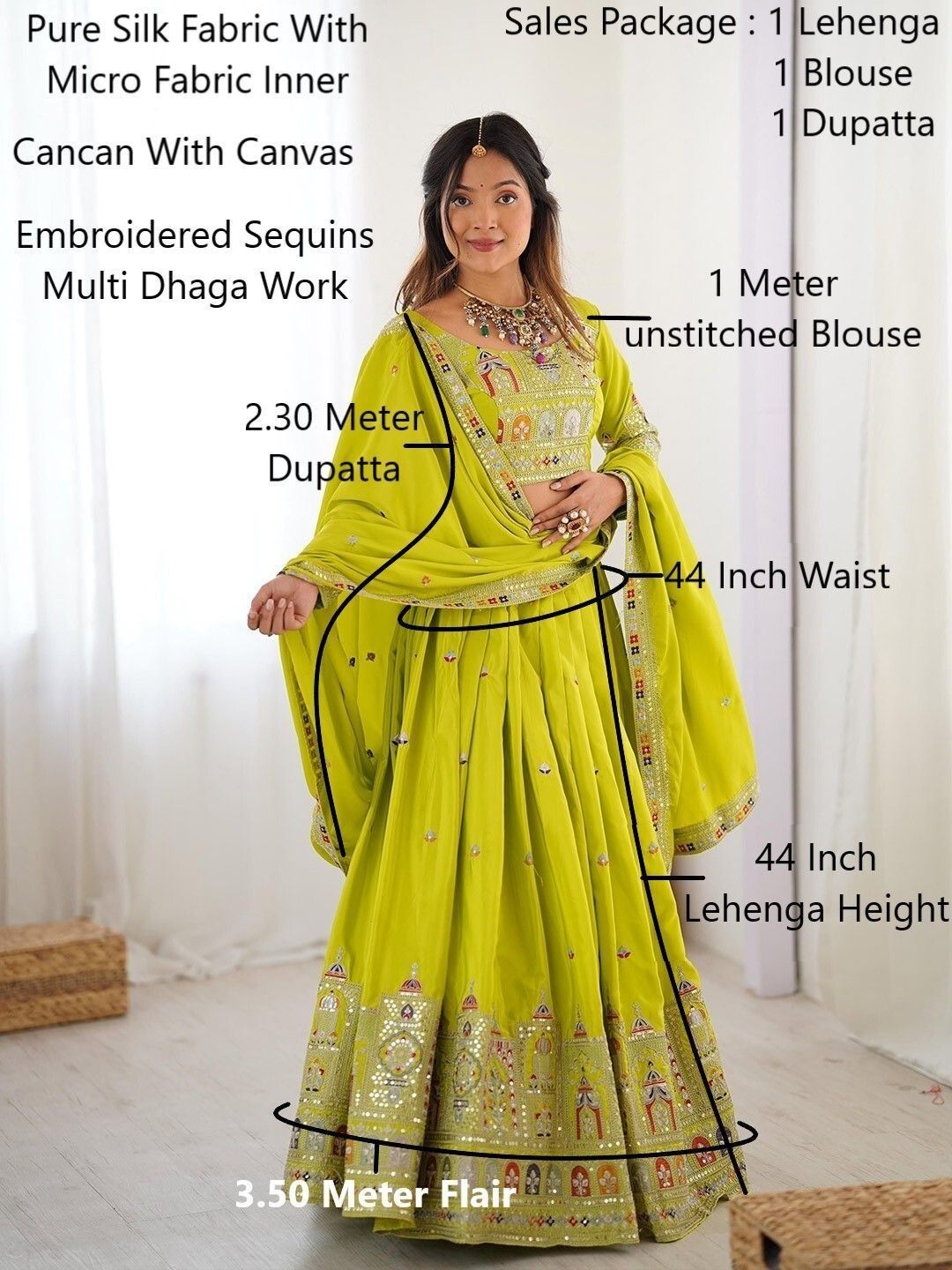 Embroidered Sequinned Semi-Stitched Lehenga & Unstitched Blouse 7