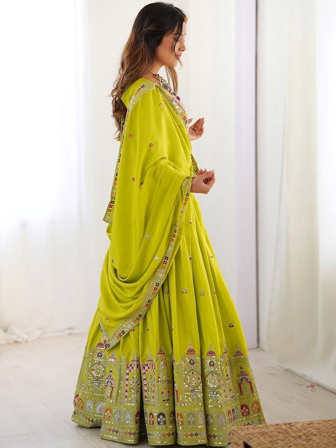 Embroidered Sequinned Semi-Stitched Lehenga & Unstitched Blouse 6