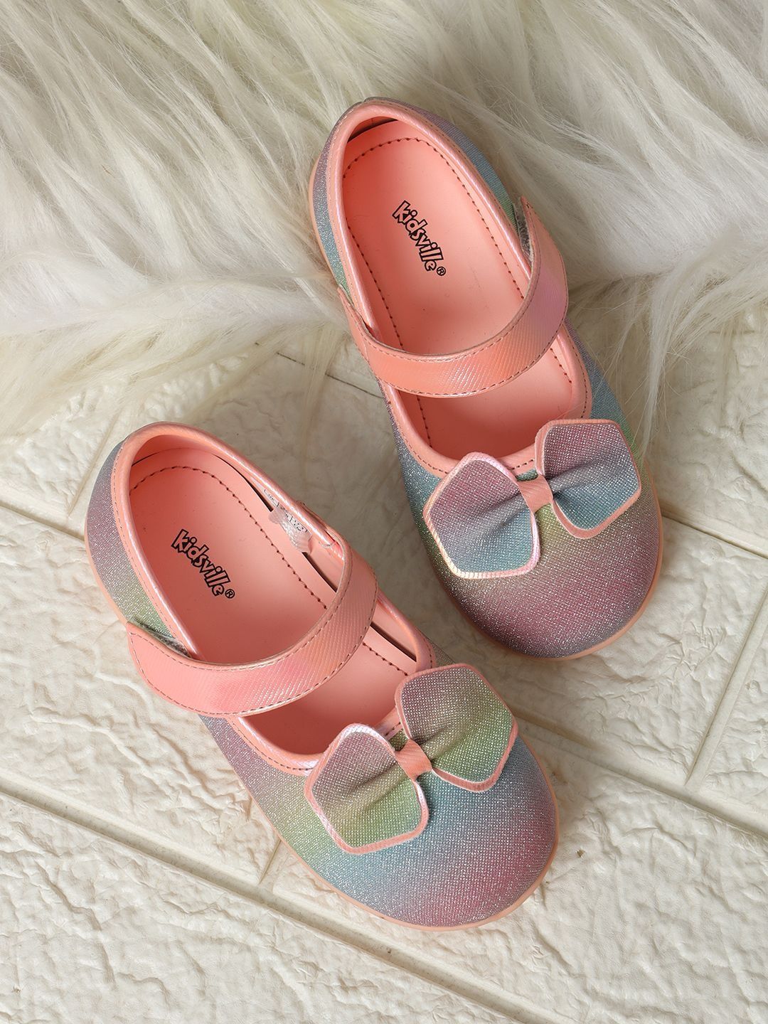Buy Kids Ville Girls Printed Round Toe Velcro Ballerinas -  - Footwear for Girls