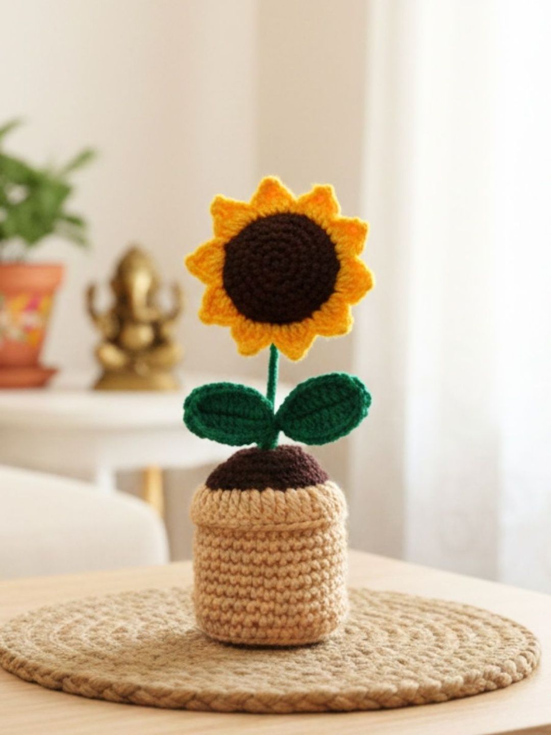 Greenkin Yellow 1 Pieces Sunflower Artificial Flower With Pot