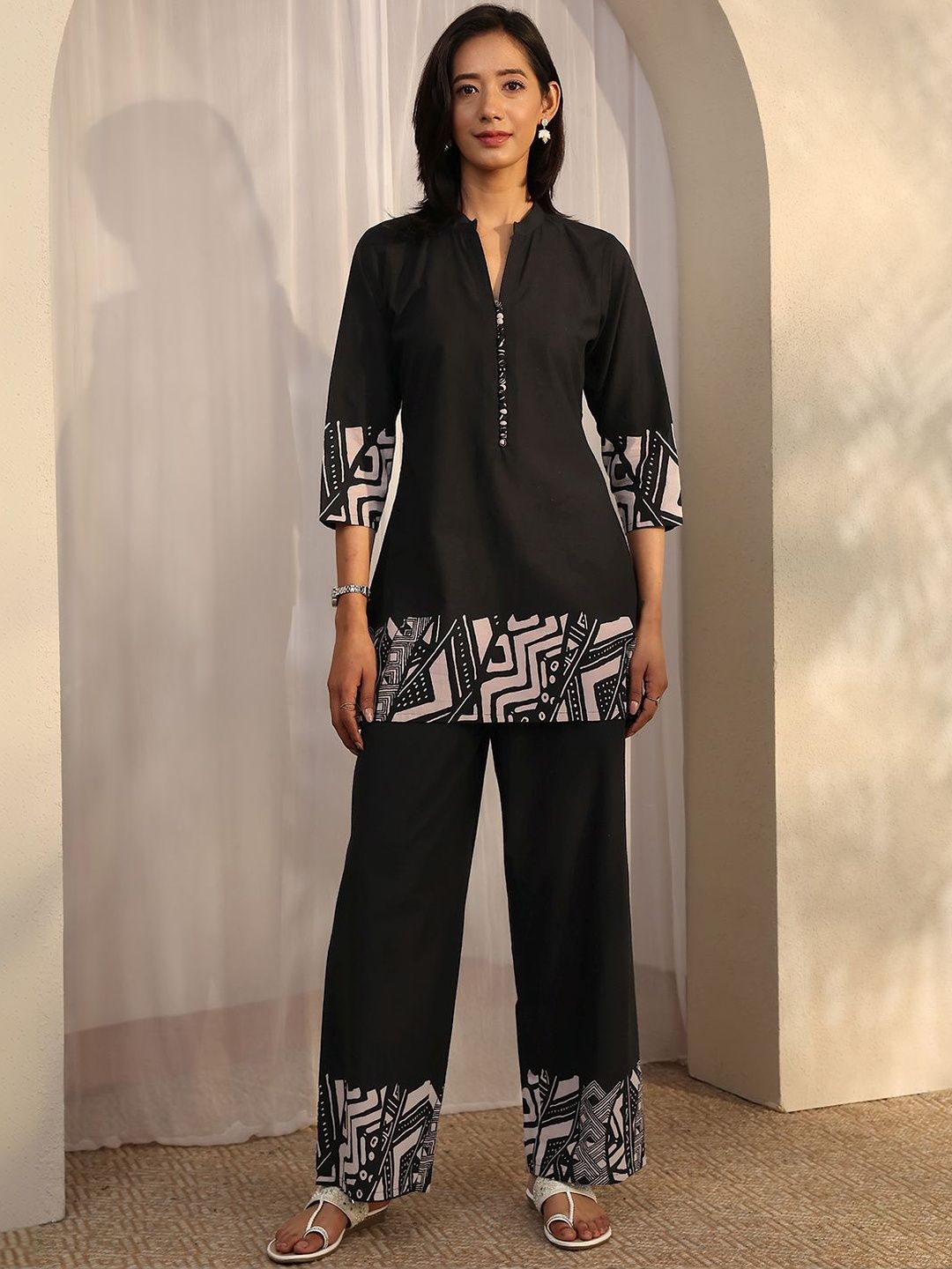 Buy Libas Printed Mandarin Collar Tunic & Palazzos Co Ords -  - Apparel for Women