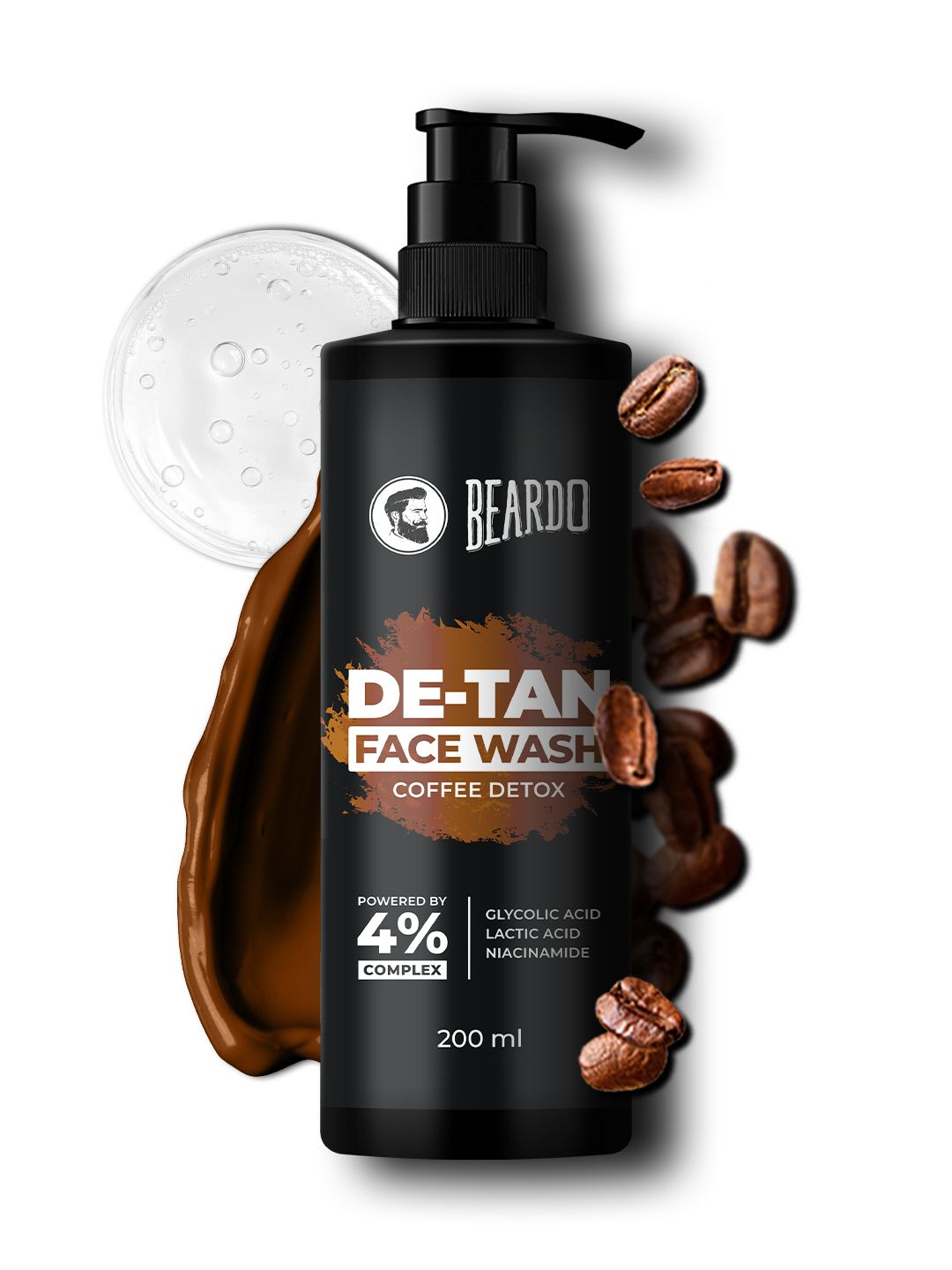 BEARDO Detan Face Wash for Tan Removal with Glycolic Acid & Niacinamide - 200 ml