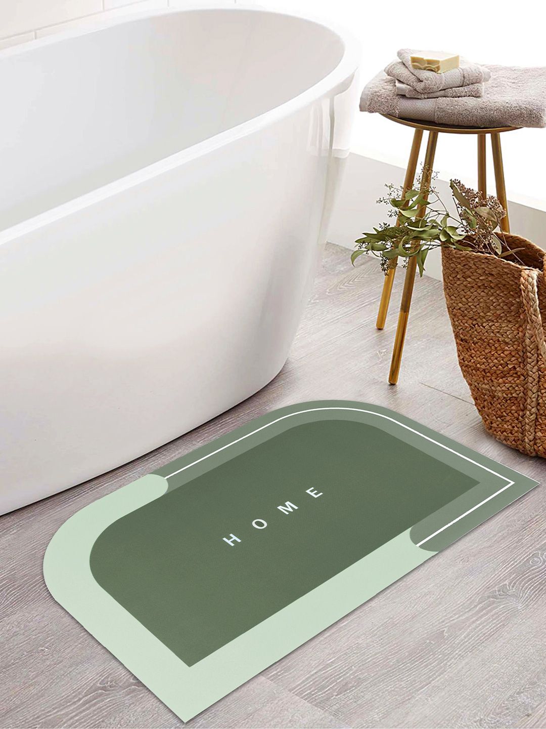 Story@home Green Solid Anti-Skid Quick Dry Bath & Kitchen Mats