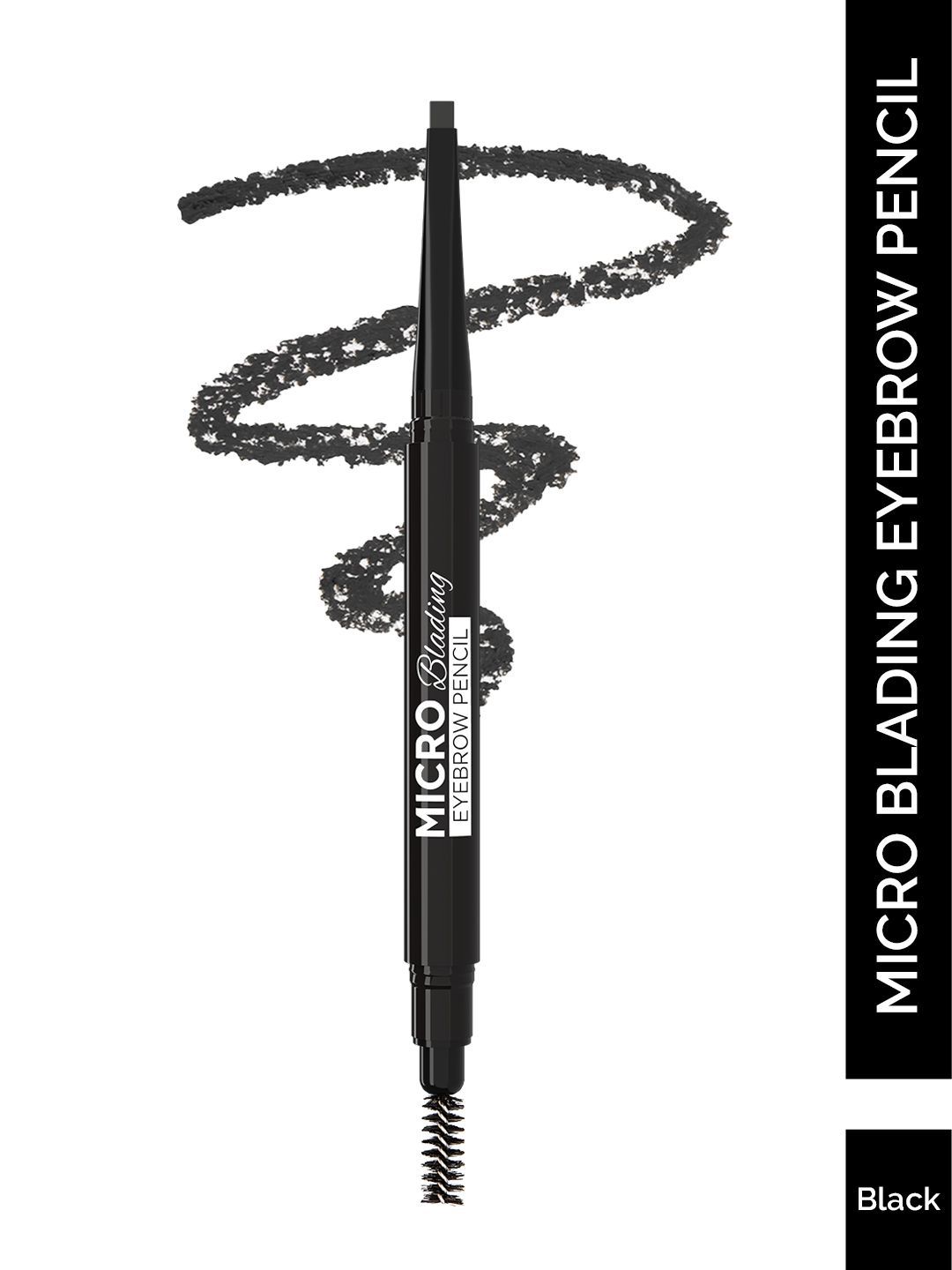 GLAM21 Micro Blading Eyebrow Pencil With Dense Spoolie Brush - Black