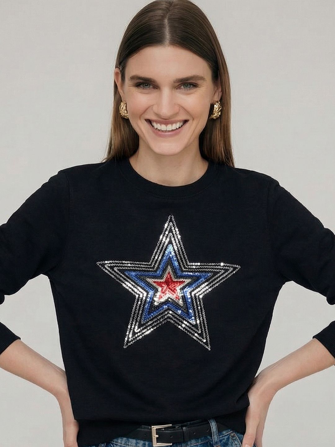 Tokyo Talkies Women Black Printed Sweatshirt