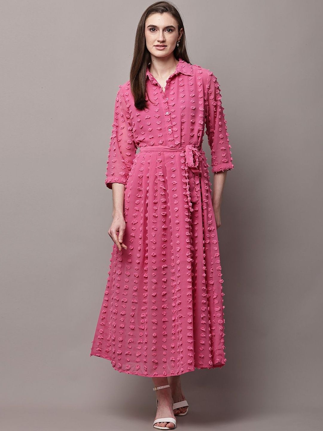 ZHOF Georgette Shirt Midi Dress