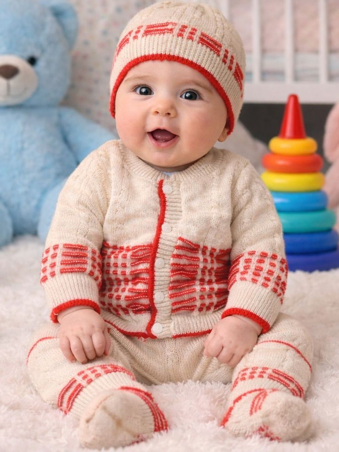 PARYAG Girls Colourblocked Woollen