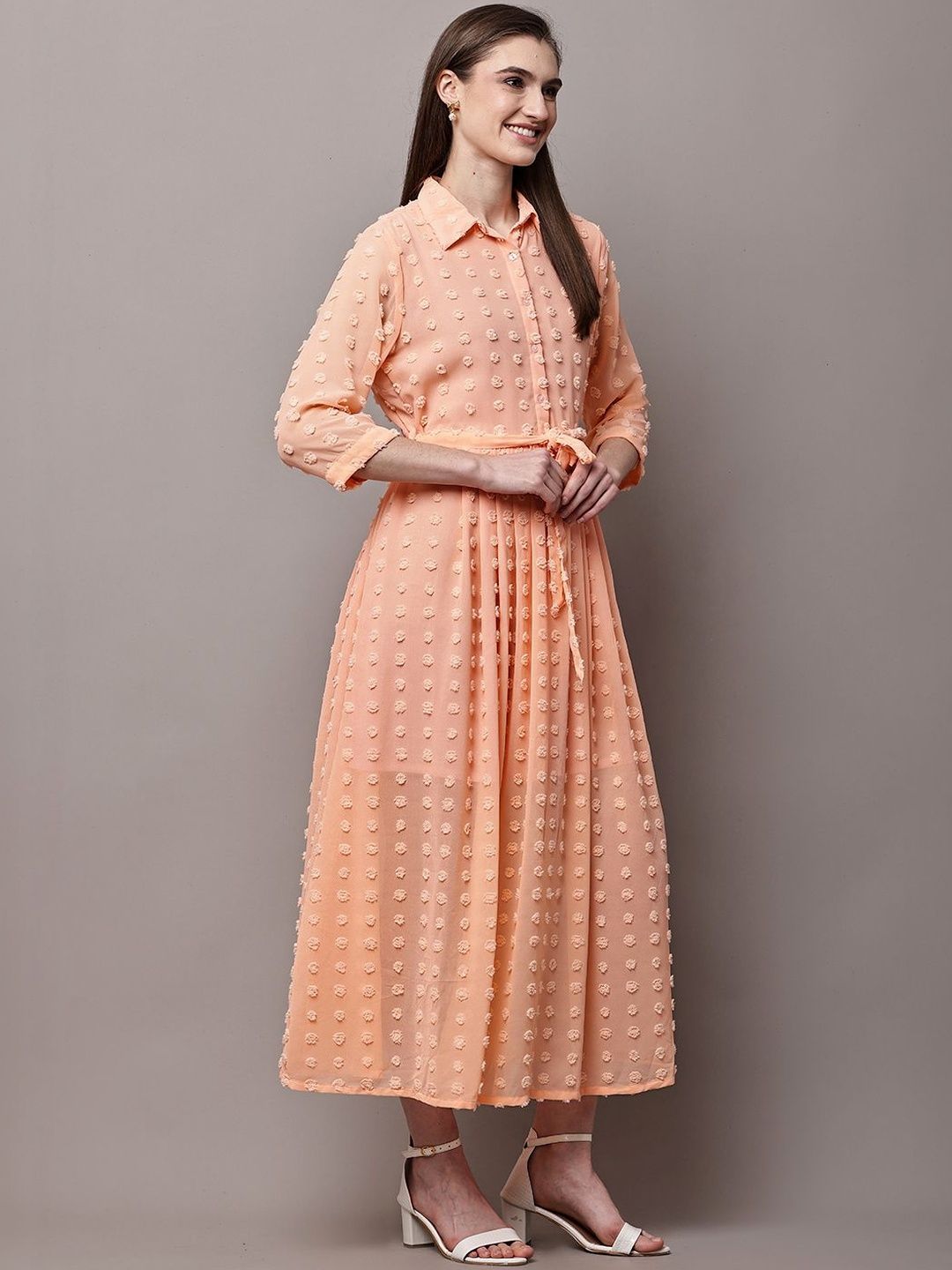 ZHOF Georgette Shirt Midi Dress