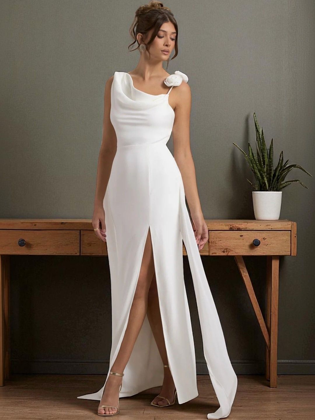 WANQUILA Cowl Neck Sheath Maxi Dress