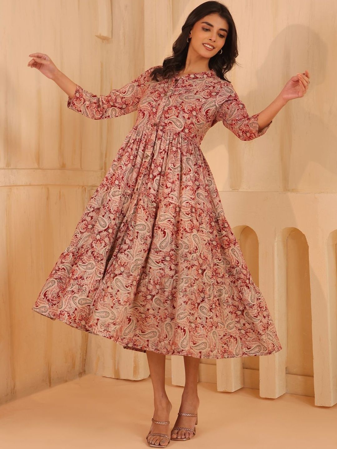 Larqi Print Fit & Flare Midi Dress