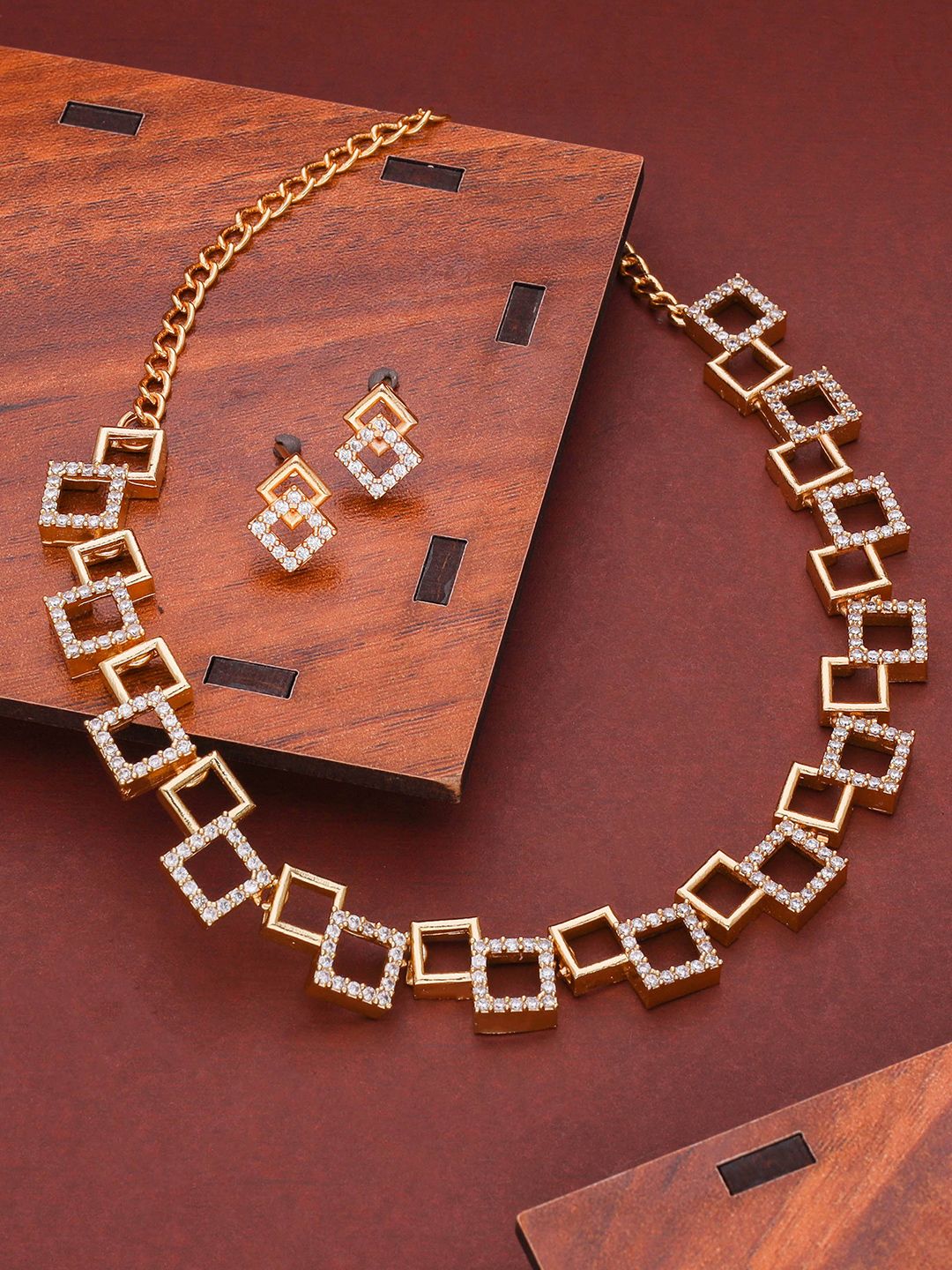 Buy Sangria American Diamond Stone Studded Jewellery Set & 6 Rings -  - Accessories for Women