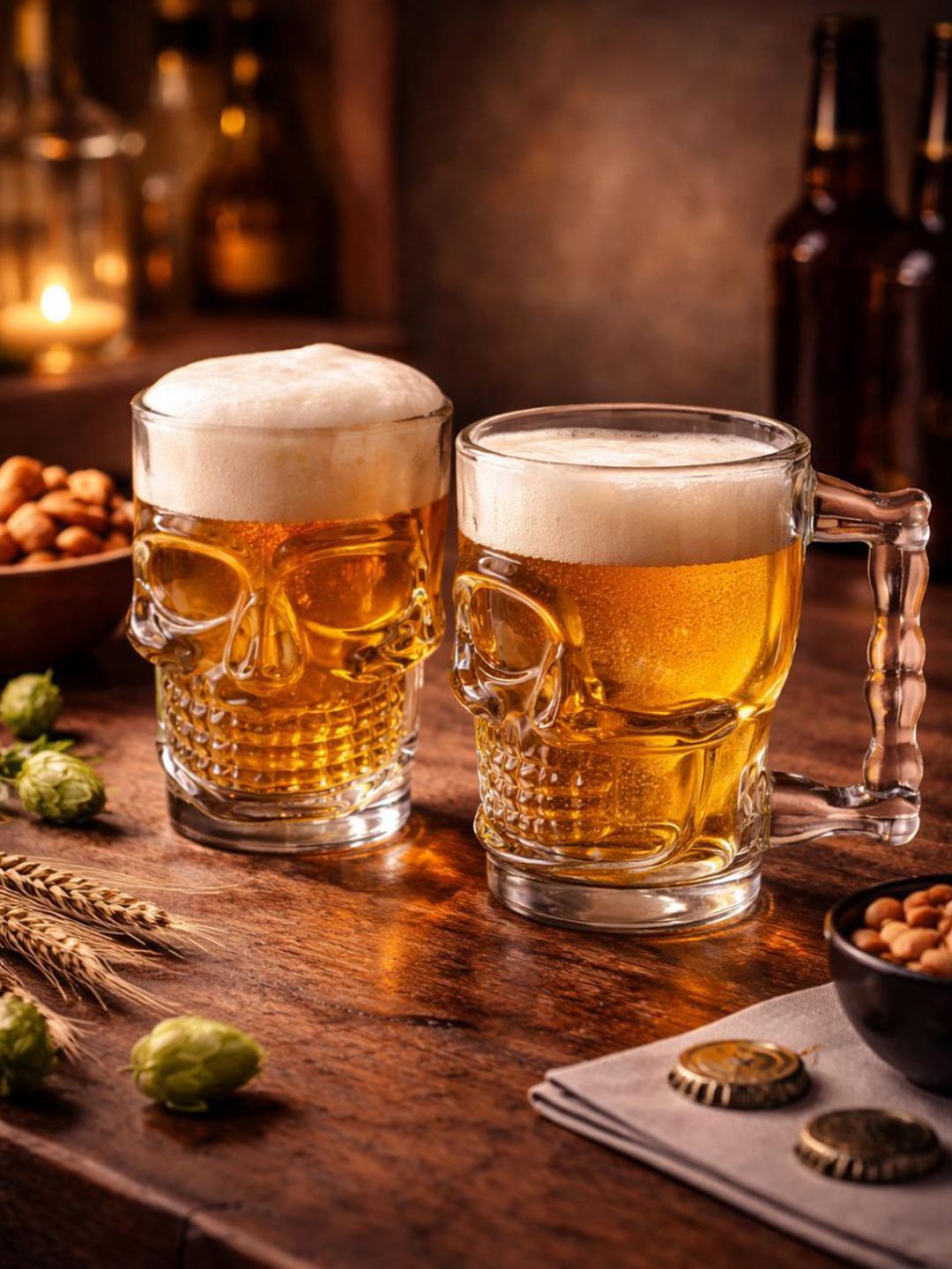 RUHANI HOMES Set of 2 Skull Shaped Beer Mugs