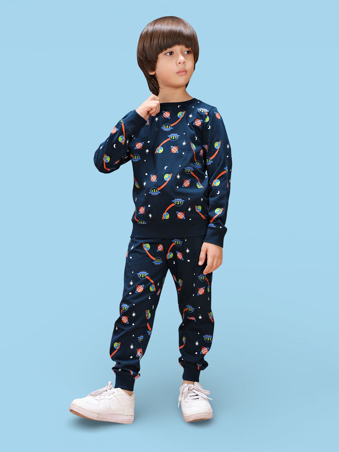 Buy TRESNOVA Boys Space Printed Antimicrobial Pure Cotton T Shirt And Joggers Clothing Set -  - Apparel for Boys