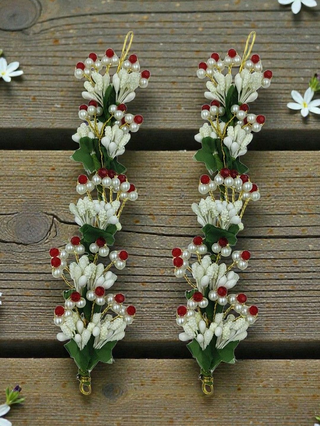 GADINFASHION Set of 2 Embellished Beaded Flower Gajras Hair Accessory