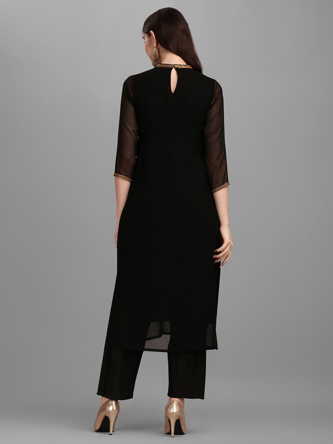 Sequin Embellished Straight Kurta with Trousers 3