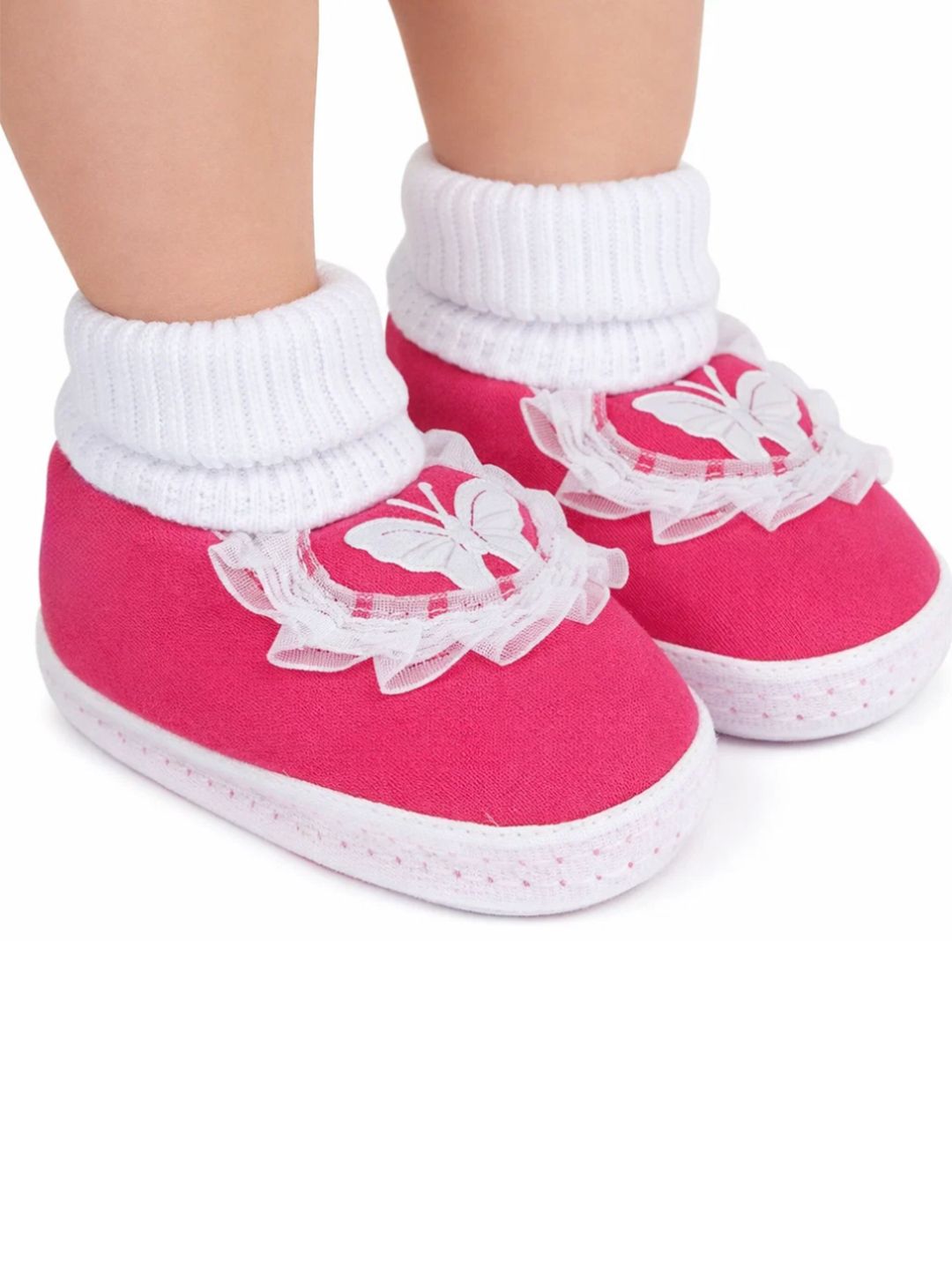 NESKA MODA Girls Butterfly Design Cotton Booties