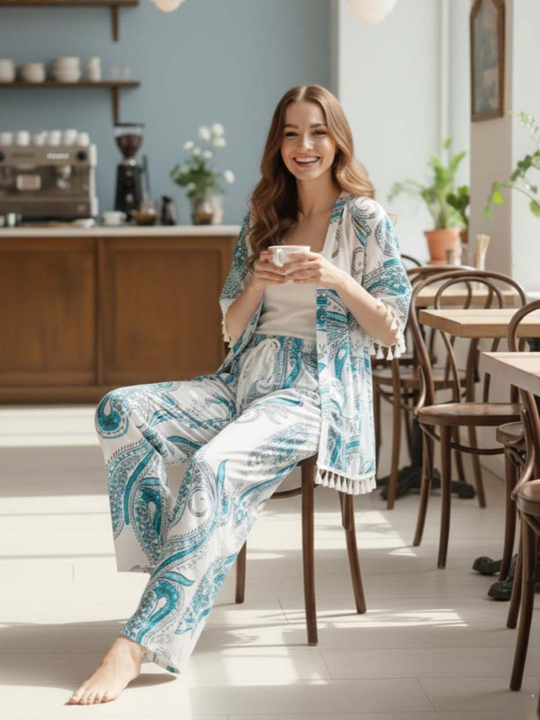 Printed Strapless Three-Quarter Sleeve Co-Ords 6