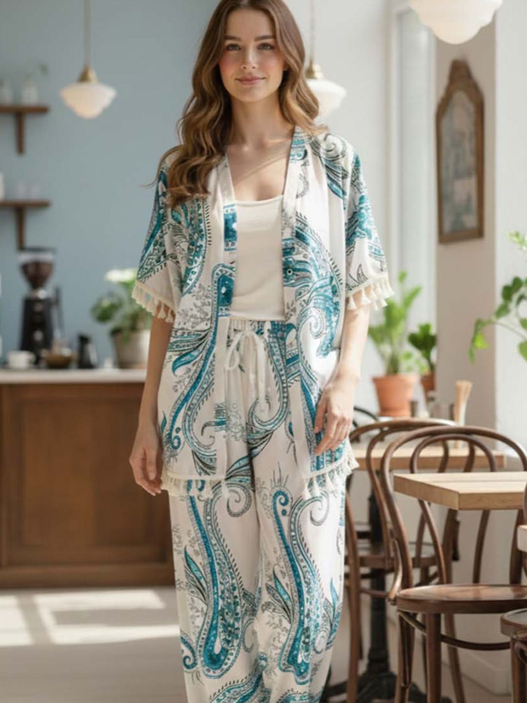 Printed Strapless Three-Quarter Sleeve Co-Ords 2