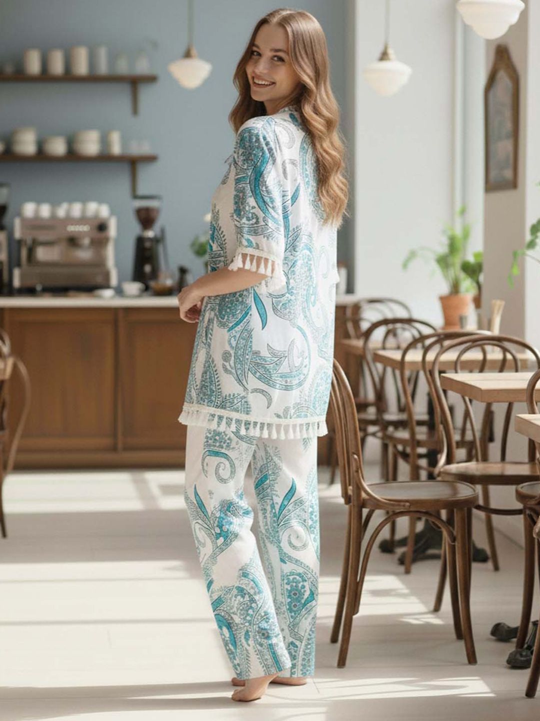 Printed Strapless Three-Quarter Sleeve Co-Ords 4
