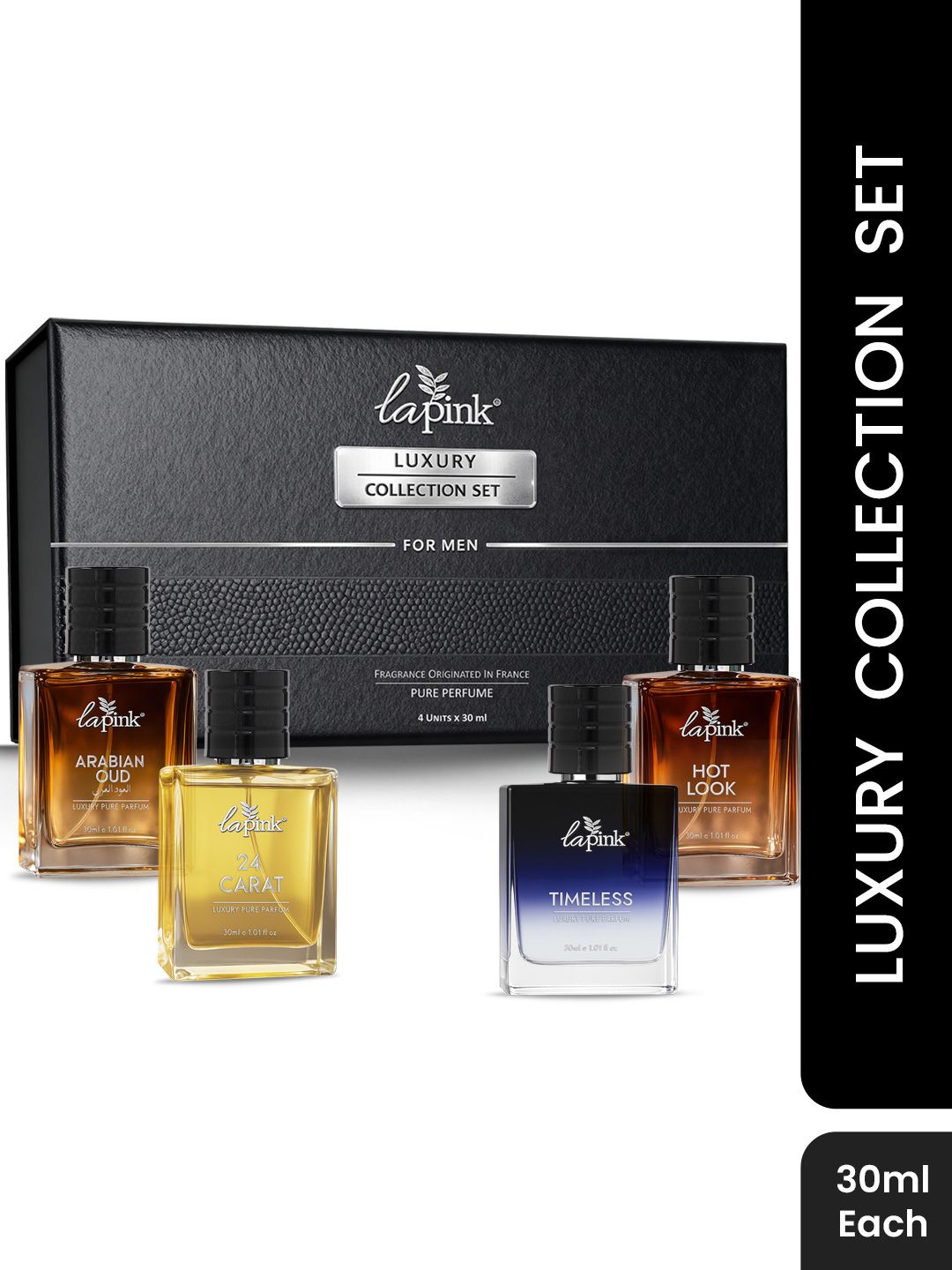 La Pink Set Of 4 Hot Look, Arabian Oud, 24 Carat & Timeless Perfume - 30 ml Each