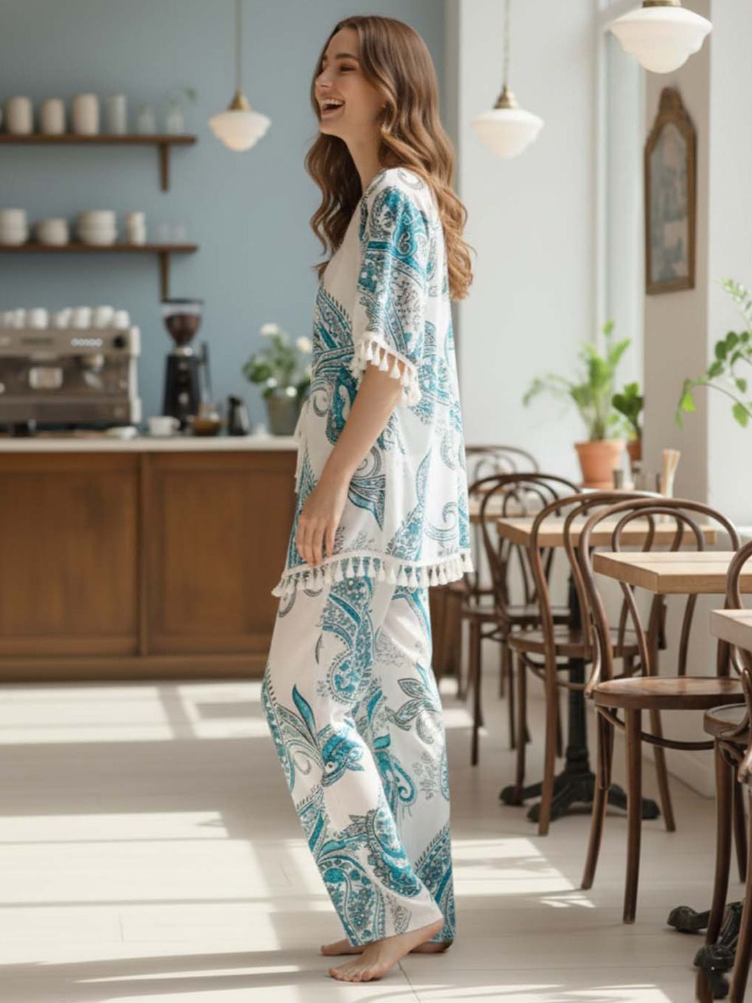 Printed Strapless Three-Quarter Sleeve Co-Ords 3