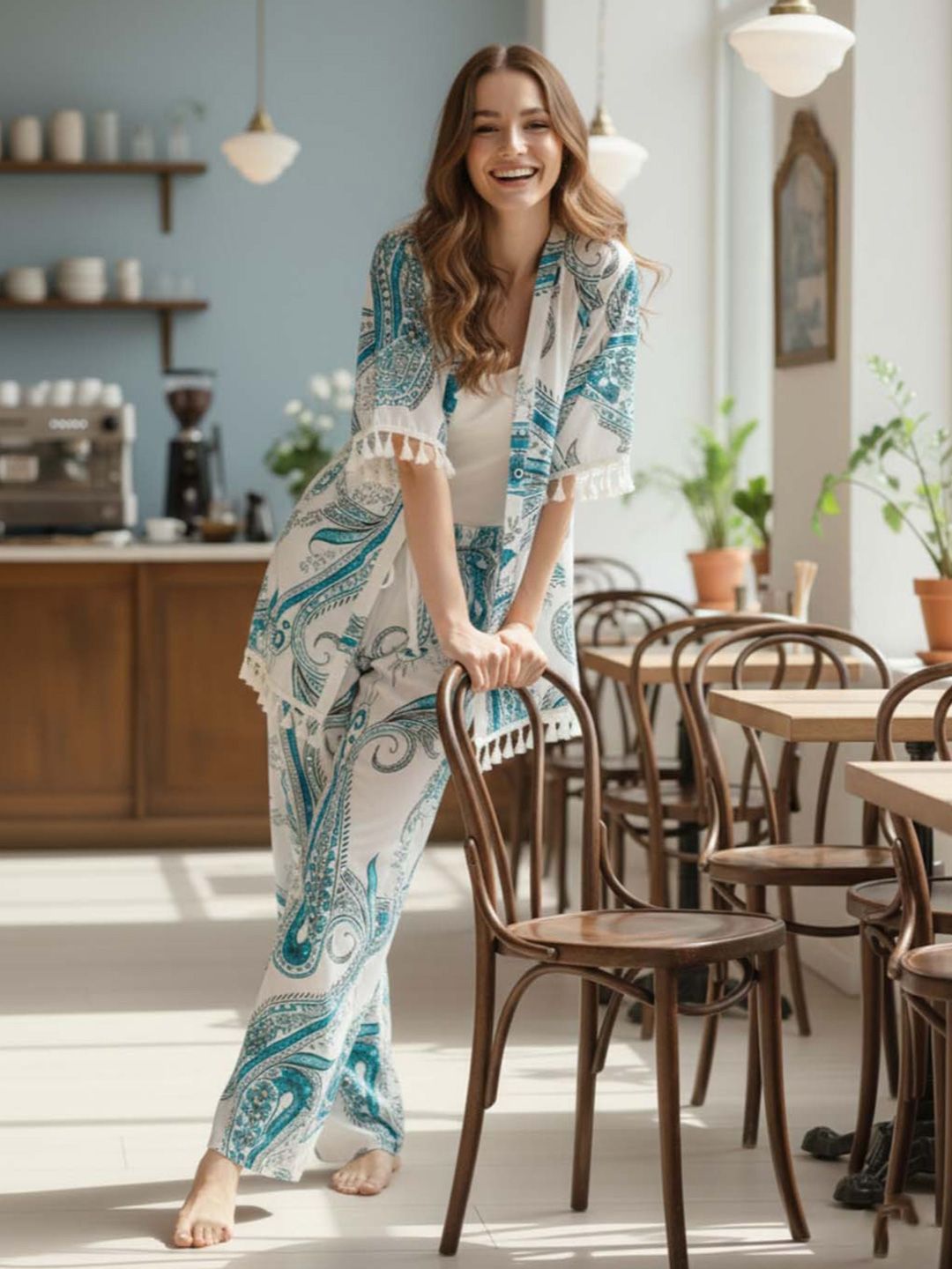 Printed Strapless Three-Quarter Sleeve Co-Ords 5