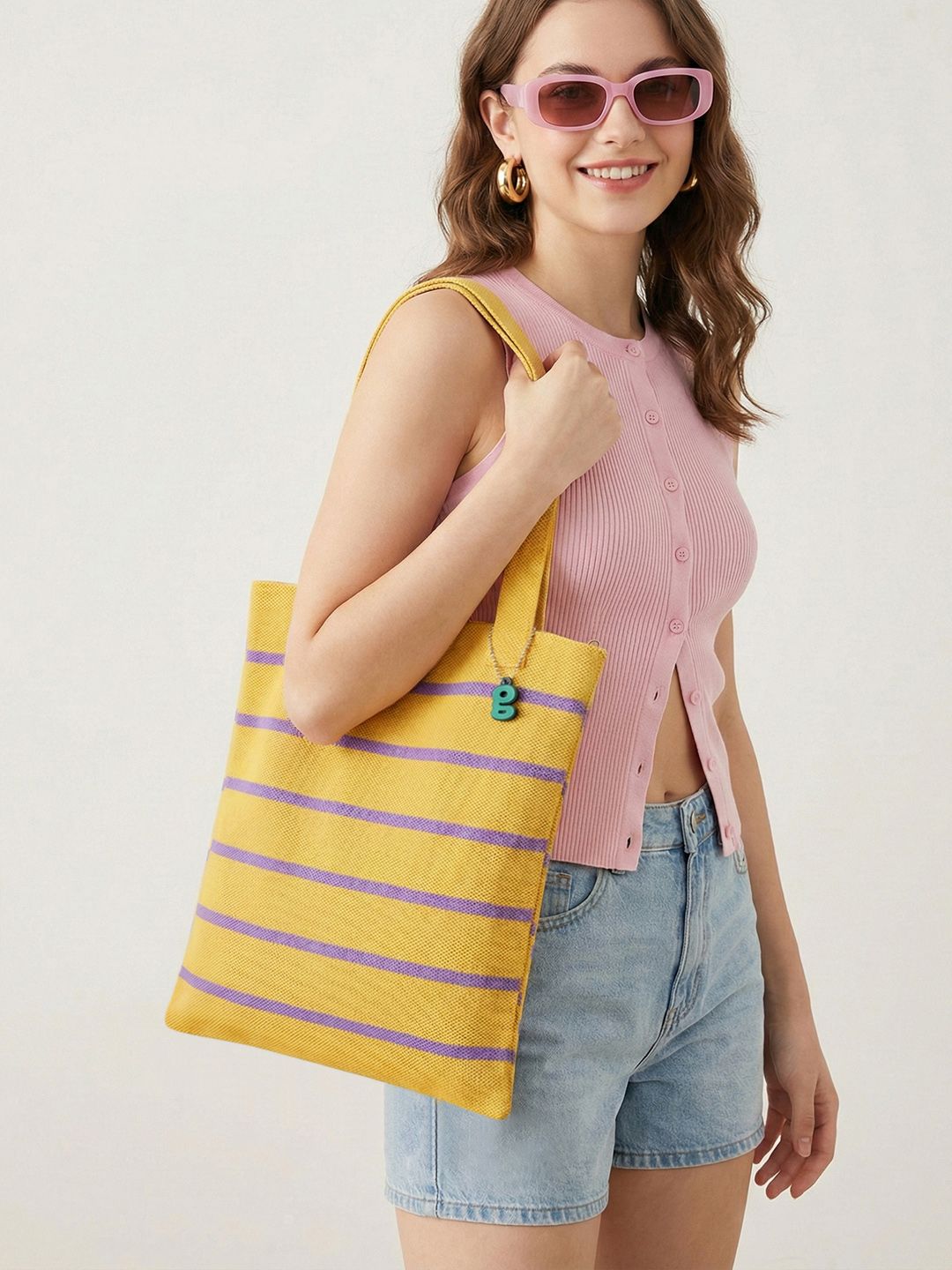 glitchez Striped Self Design Tote Bag