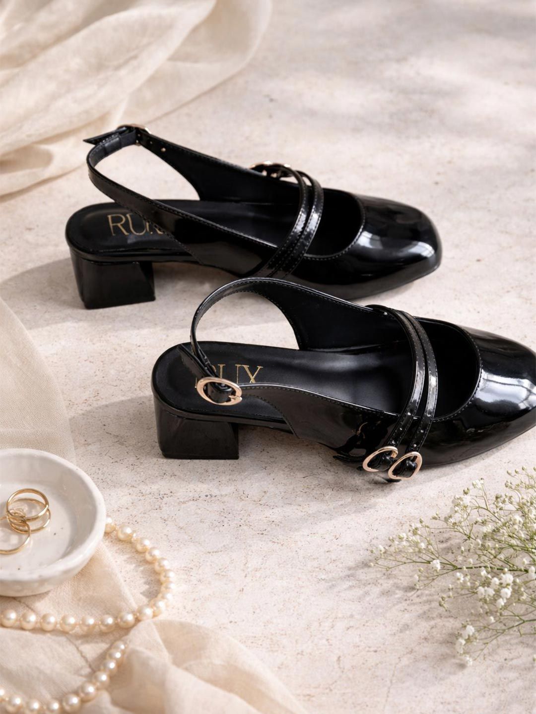RUXBYPAYAL Women Block Mary Janes with Buckles